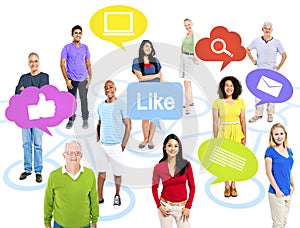 Group of World People With Social Media Icons