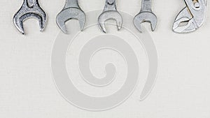 Group of wrenches heads. Wrenches in several different sizes on white background