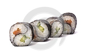 Group of Yin Yang Maki sushi isolated on white background