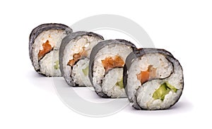 Group of Yin Yang Maki sushi isolated on white background