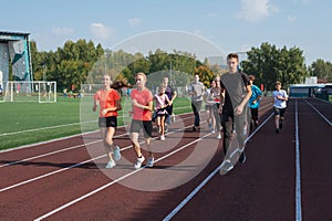 Group of young athlete runnner are training