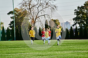 A group of young boys energetically