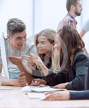 group of young business people discussing new ideas