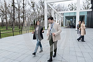 Group of young business people product strategy experts waiting for staff meeting with employer from human resources for job