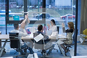 Startup Group of young business people throwing documents