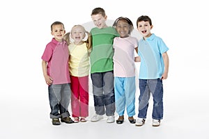 Group Of Young Children In Studio