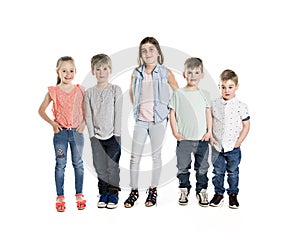 Group Of five Young Children In Studio