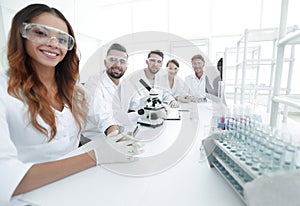 Group of young clinicians experimentation in research laboratory