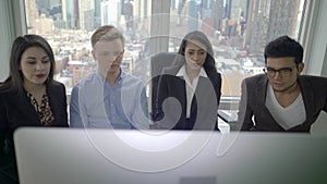 Group of Young Diverse Multiracial Business People Meeting in City Office