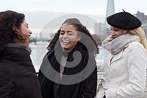 Group Of Young Female Friends Visiting London In Winter