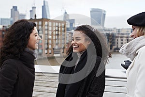 Group Of Young Female Friends Visiting London In Winter