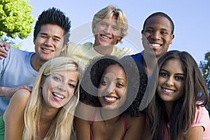 Group of young friends having fun photo