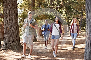 Group Of Young Friends On Hiking Adventure In Countryside