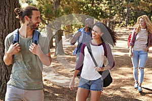 Group Of Young Friends On Hiking Adventure In Countryside