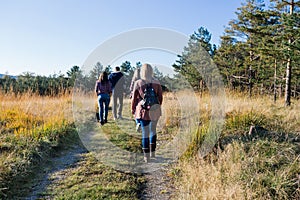 Group of young people enjoying in mounatin hiking