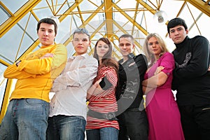 Group of young people on footbridge