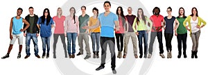 Group of young people friends welcome inviting invitation standing isolated photo