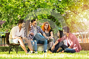 Group of young people having fun outdoors