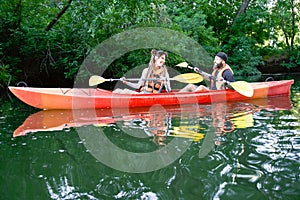 Group of young people on kayak