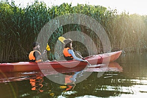 Group of young people on kayak