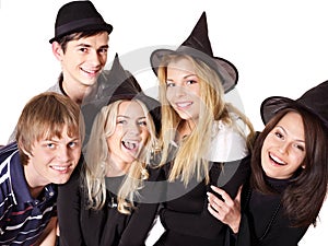 Group young people on party.