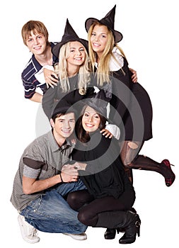 Group young people on party.