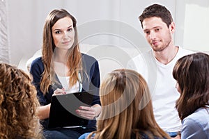 Group of young people during psychotherapy