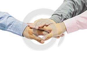 Group of young people's hands isolated