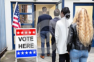 People Standing Outside Voting Room