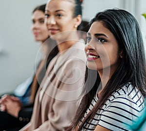 Group of young people waiting for a casting or job interview