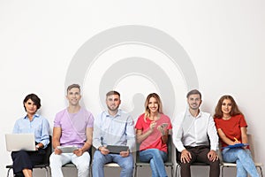 Group of young people waiting for job interview