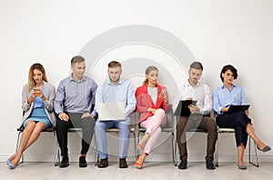 Group of young people waiting for job interview