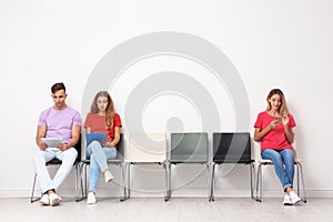 Group of young people waiting for job interview