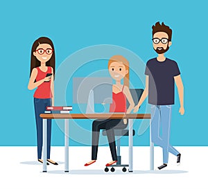 Group of young people in the workplace avatars