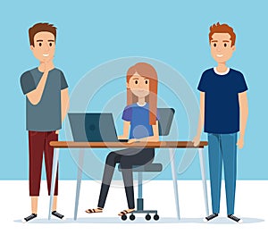 Group of young people in the workplace avatars