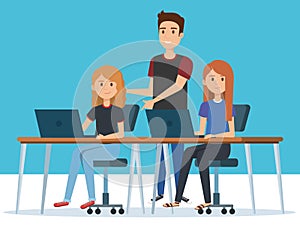 Group of young people in the workplace avatars