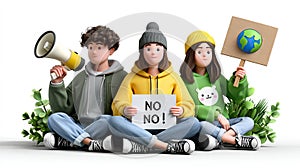 Group of Young Protesters Advocating for Environmental Change