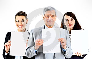 Group of young smiling business people.