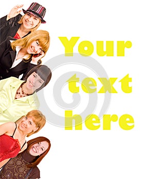 Group of youth with template text