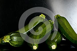 Group of zucchini zucchetti, courgettes