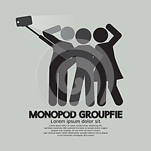 Groupfie Symbol, A Group Selfie Using Monopod