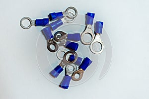 Grouping of blue wire connectors