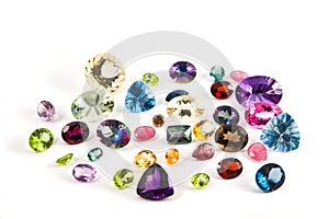 A grouping of faceted gemstones