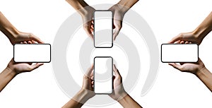 GroupOfHandsHoldingSmartphonesTogetherInUnityShowcasingDigitalConnectionAndCollaborationAmongPeople