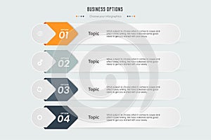 Groups of 4 options Infographic template design, Infographic design vector of business icons used for workflow layout, diagram, re