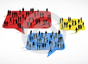 Groups Of Business People Standing On Speech Bubble Concept