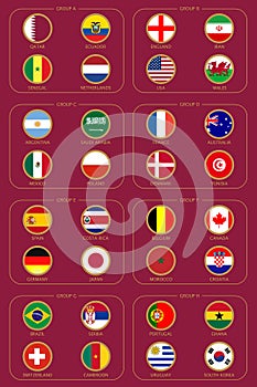 Country flags of football championship 2022 in Qatar photo