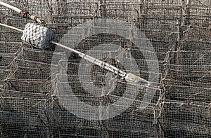 Groups of traditional traps for capture fisheries and seafood on fisherman village