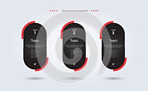 GROUPs of Vector infographic three dark element design, and dark infographic options with 3 level or banners infographic template