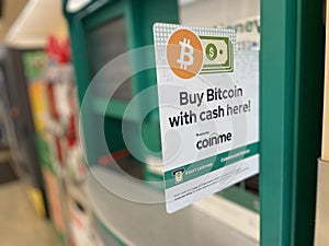Food Lion grocery store Buy with bitcoin sign on a coinstar machine